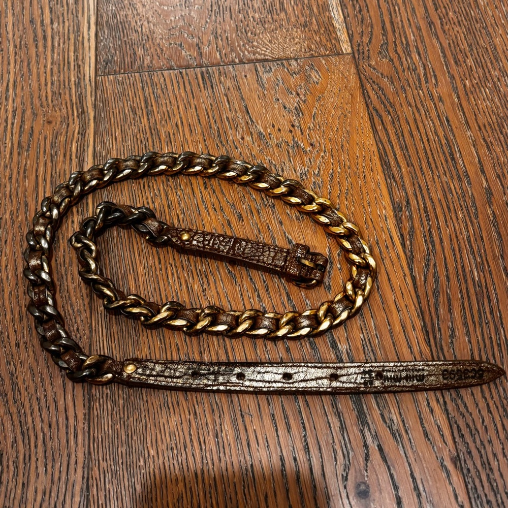 Mui Miu women’s medium leather gold chain belt
